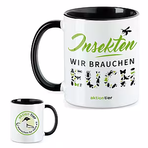 aktion tier Tasse – Motiv: "Insekten wir brauchen euch" Biene – Farbe: "Schwarz"