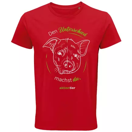 Herren Rundhals T-Shirt – Motiv "Den Unterschied machst du" – Farbe "Rot" (145) 