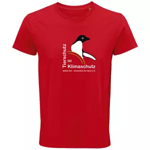 Herren Rundhals T-Shirt – Motiv "Tierschutz ist Klimaschutz" – Farbe "Rot" (145) 