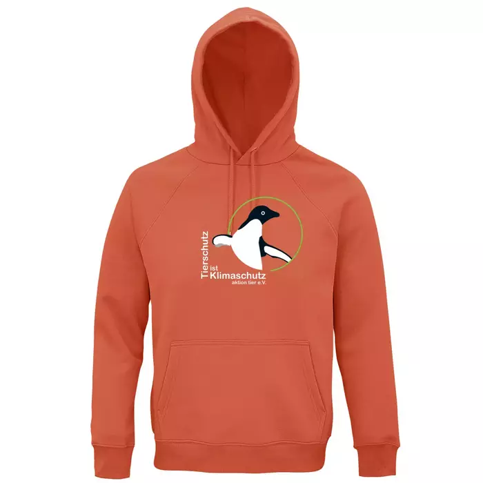 Sweatshirt mit Kapuze – Motiv "Tierschutz ist Klimaschutz" – Farbe "Burnt Orange" (403) 