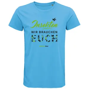 Herren Rundhals T-Shirt – Motiv "Insekten wir brauchen euch" – Farbe "Aqua" (321)