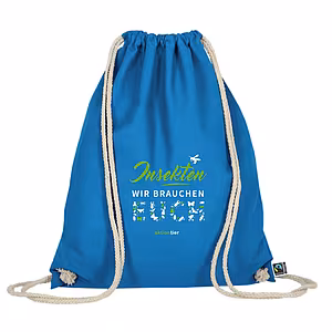 Turnbeutel – Motiv: Biene "Insekten, wir brauchen euch" – Farbe: "Hellblau"