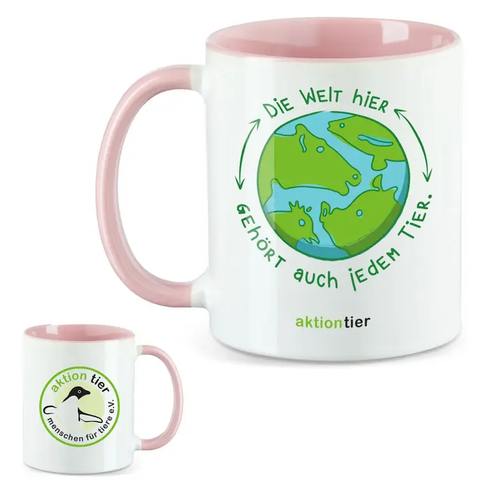 aktion tier Tasse – Motiv: "Weltkugel" – Farbe: "Rosa" aktion tier Tasse – Motiv: "Weltkugel" – Farbe: "Rosa"