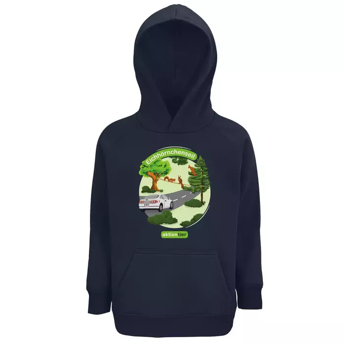 Sweatshirt mit Kapuze - Motiv "Eichhoernchenseil" - Farbe: "French Navy" (319) Sweatshirt mit Kapuze - Motiv "Eichhoernchenseil" - Farbe: "French Navy" (319)