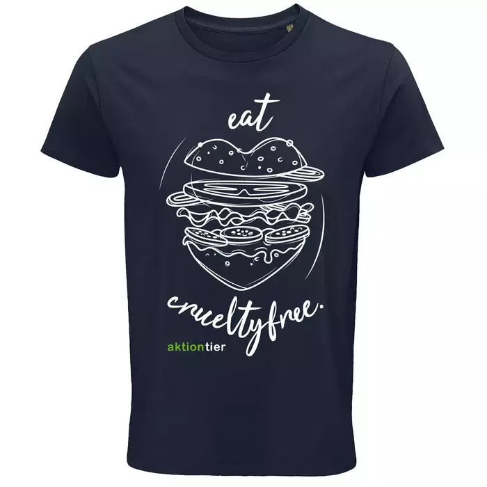 Herren Rundhals T-Shirt – Motiv "Eat Crueltyfree" – Farbe "French Navy" (319)