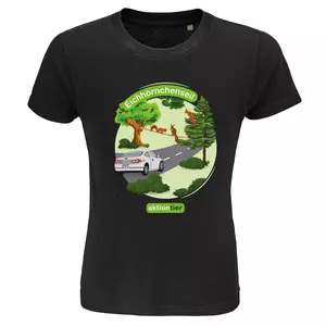 Kinder Rundhals-T-Shirt – Motiv "Eichhoernchenseil" – Farbe "Deep Black"(309)
