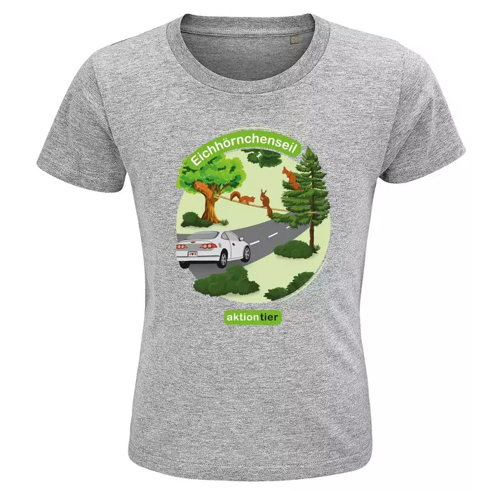 Kinder Rundhals-T-Shirt – Motiv "Eichhoernchenseil" – Farbe "Grey Melange"(350) Kinder Rundhals-T-Shirt – Motiv "Eichhoernchenseil" – Farbe "Grey Melange"(350)