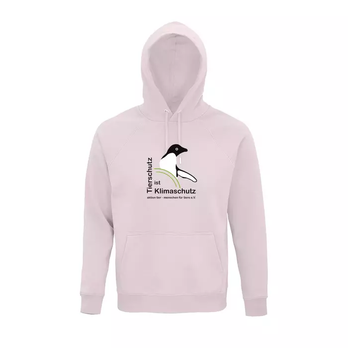 Sweatshirt mit Kapuze – Motiv "Tierschutz ist Klimaschutz" – Farbe "Pale Pink" (141)