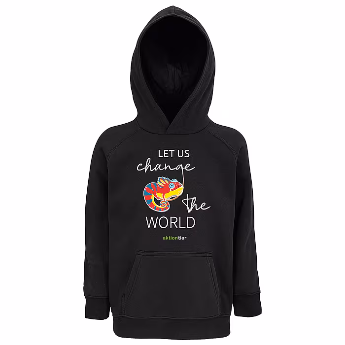 Kinder Hoodie - Motiv "Chamäleon", Farbe: Deep Black