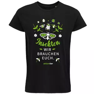 Herren Rundhals T-Shirt – Motiv "Insekten wir brauchen euch" – Farbe "Deep Black" (309)