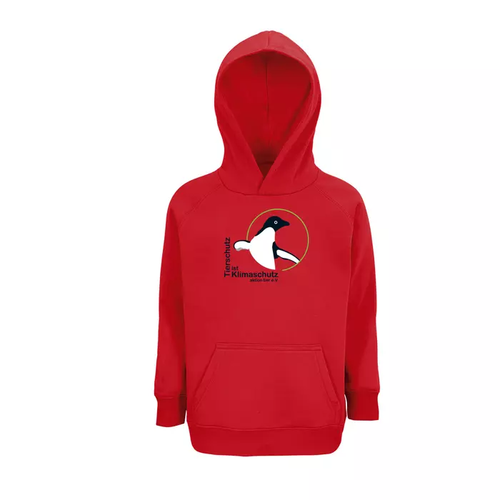 Sweatshirt mit Kapuze – Motiv "Tierschutz ist Klimaschutz – Farbe "Rot" (145)