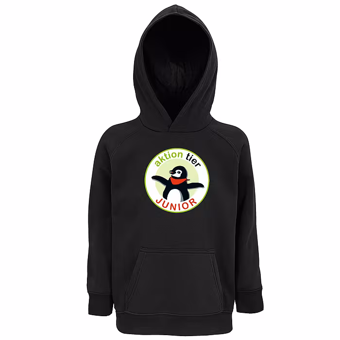 Kinder Hoodie - Motiv "Junior", Farbe: Deep Black