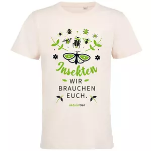 Kinder Rundhals T-Shirt – Motiv "Insekten wir brauchen euch" – Farbe "Pale Pink" (141)