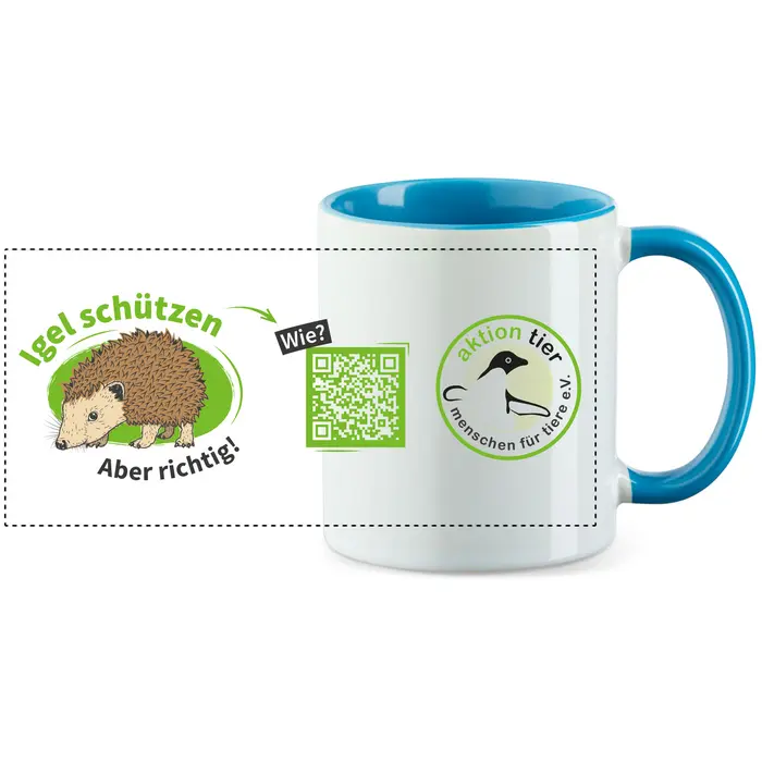 aktion tier Tasse – Motiv: "Igel schützen - Aber richtig" – Farbe: "Hellblau" aktion tier Tasse – Motiv: "Igel schützen - Aber richtig" – Farbe: "Hellblau"
