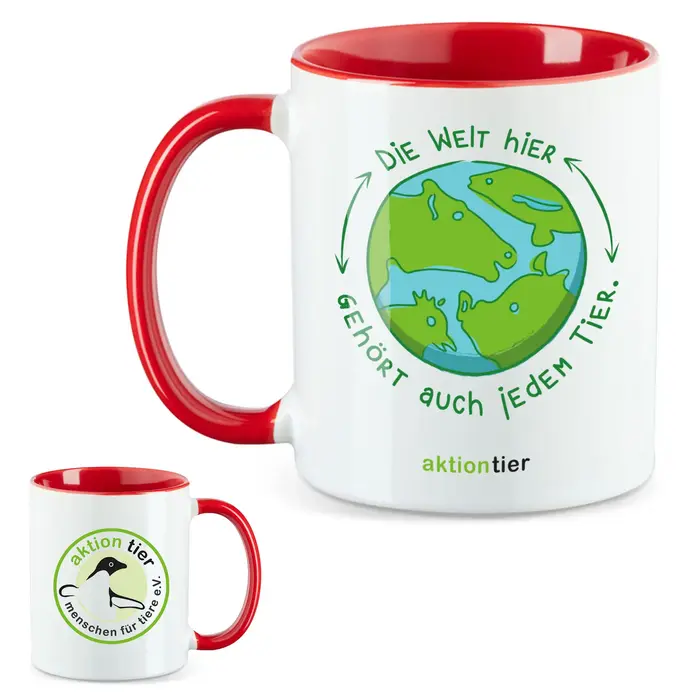 aktion tier Tasse – Motiv: "Weltkugel" – Farbe: "Rot" aktion tier Tasse – Motiv: "Weltkugel" – Farbe: "Rot"