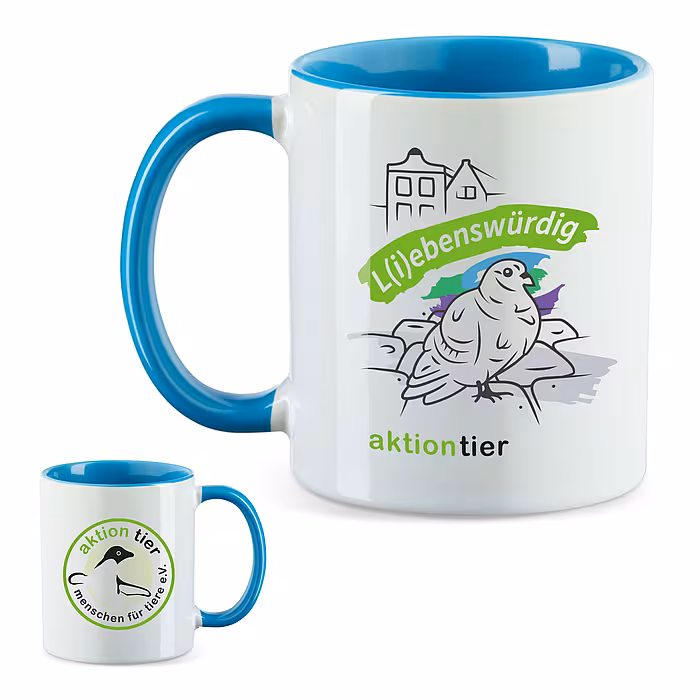 aktion tier Tasse – Motiv: "Taube" – Farbe: "Hellblau"