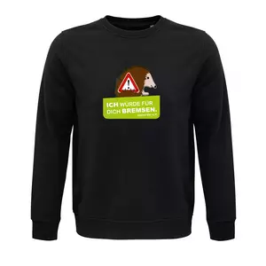 Sweatshirt Rundhals – Motiv "Igelschutz" – Farbe "Deep Black" (312) 