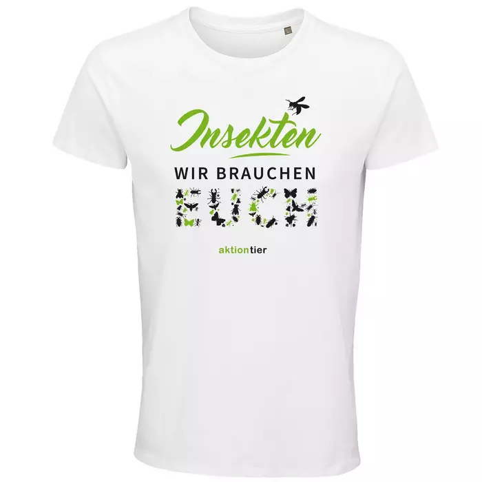 Herren Rundhals T-Shirt – Motiv "Insekten wir brauchen euch" – Farbe "White" (102)