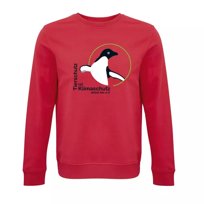 Sweatshirt Rundhals – Motiv "Tierschutz ist Klimaschutz" – Farbe "Rot" (145) 