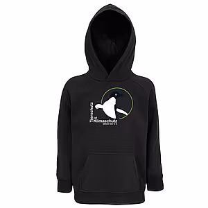 Kinder Hoodie - Motiv "Tierschutz ist Klimaschutz", Farbe: Deep Black