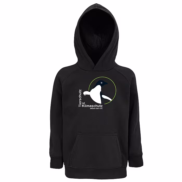Kinder Hoodie - Motiv "Tierschutz ist Klimaschutz", Farbe: Deep Black