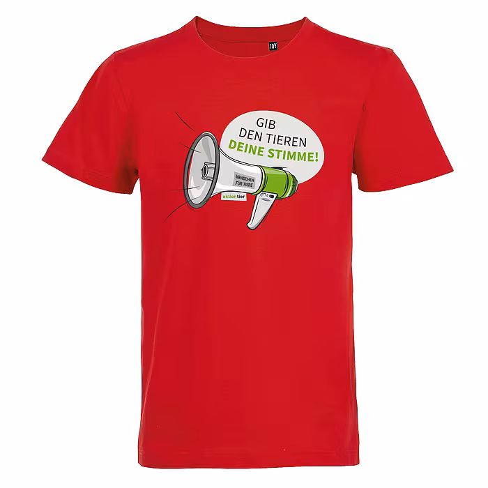 Kinder Rundhals T-Shirt - Motiv "Megaphon", Farbe: Rot