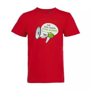 Kinder Rundhals-T-Shirt – Motiv "Megaphon" – Farbe  Rot