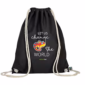 Turnbeutel – Motiv: "Chamäleon " – Farbe: "Schwarz" – Fairtrade Baumwolle