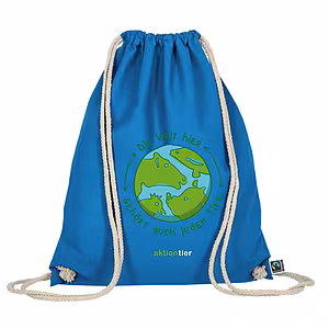 Turnbeutel – Motiv: "Weltkugel" – Farbe: "Hellblau"