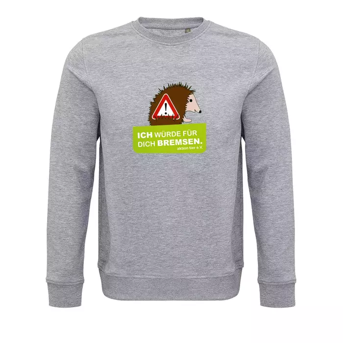 Sweatshirt Rundhals – Motiv "Igelschutz" – Farbe "Grey Melange" (360) 
