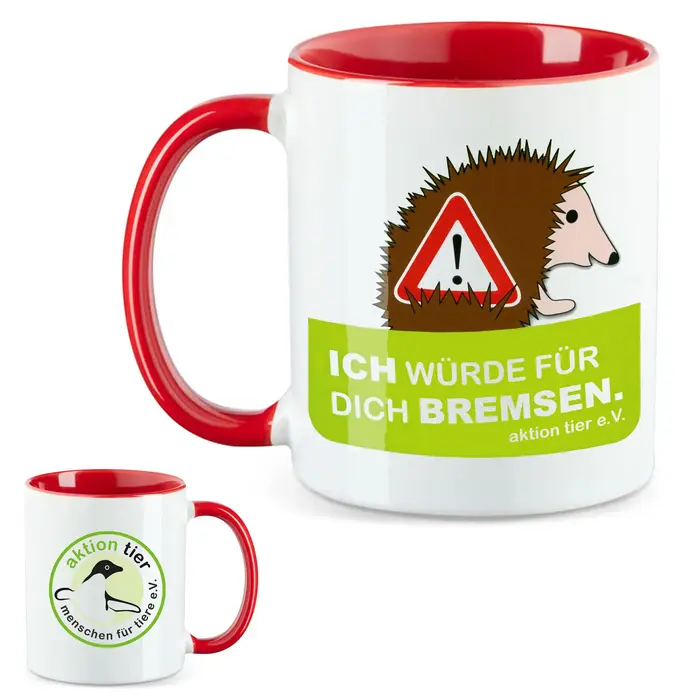 aktion tier Tasse – Motiv: "Igelschutz" – Farbe: "Rot"