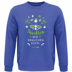 Sweatshirt Rundhals – Motiv: "Insekten wir brauchen euch" – Farbe: Royal Blue (102)