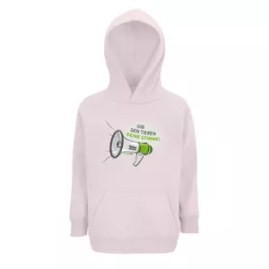 Kinder Sweatshirt mit Kapuze - Motiv Megaphon - Farbe: Pale Pink (141)