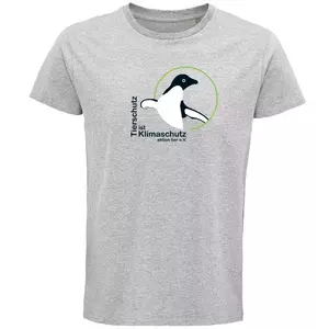 Herren Rundhals T-Shirt – Motiv "Tierschutz ist Klimaschutz" – Farbe "Grey Melange" (350)