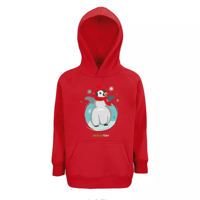 Kinder-Sweatshirt mit Kapuze – Motiv Winter - Farbe "Rot" (145)