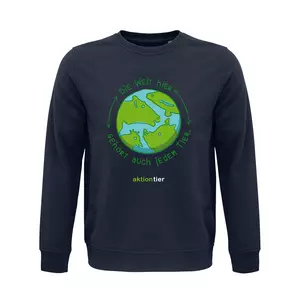 Sweatshirt Rundhals – Motiv "Weltkugel" – Farbe "French Navi" (319) 