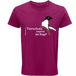 Herren Rundhals T-Shirt – Motiv "Tierschutz beginnt im Kopf" – Farbe "Fuchsia" (140)