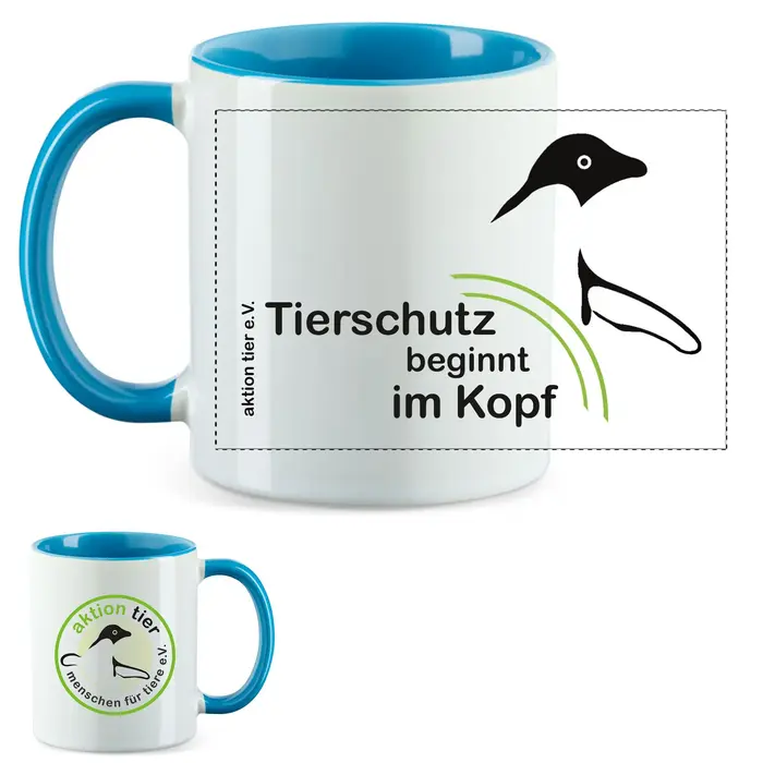 aktion tier Tasse – Motiv: "Tierschutz beginnt im Kopf" – Farbe: "Hellblau" aktion tier Tasse – Motiv: "Tierschutz beginnt im Kopf" – Farbe: "Hellblau"
