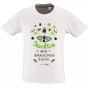 Kinder Rundhals T-Shirt – Motiv "Insekten wir brauchen euch" – "Farbe "White" (102)