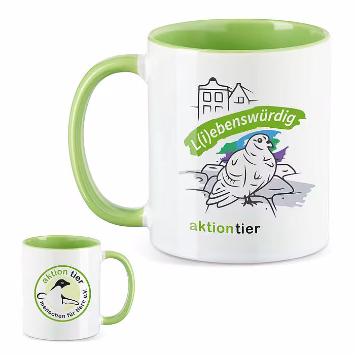 aktion tier Tasse – Motiv: "Taube" – Farbe: "Hellgrün"