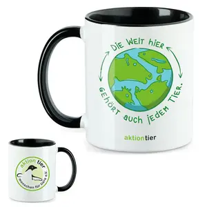 aktion tier Tasse – Motiv: "Weltkugel" – Farbe: "Schwarz"