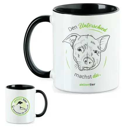 aktion tier Tasse – Motiv: "Den Unterschied machst du" – Farbe: "Schwarz"