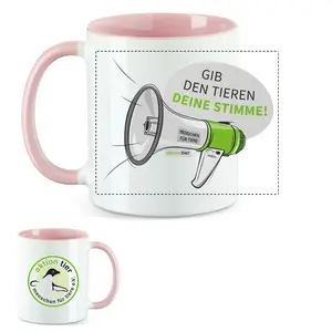 aktion tier Tasse – Motiv: "Megaphon" – Farbe: "Rosa"