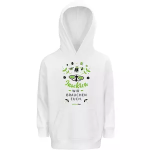 Kinder Sweatshirt mit Kapuze Motiv Insekten mit Schmetterling Farbe "White" (102)