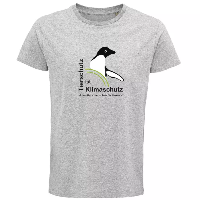 Herren Rundhals T-Shirt – Motiv "Tierschutz ist Klimaschutz" – Farbe "Grey Melange" (350)