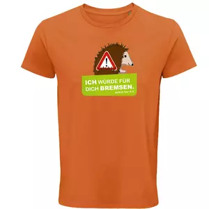 Herren Rundhals T-Shirt – Motiv "Igelschutz" – Farbe "Orange" (400)