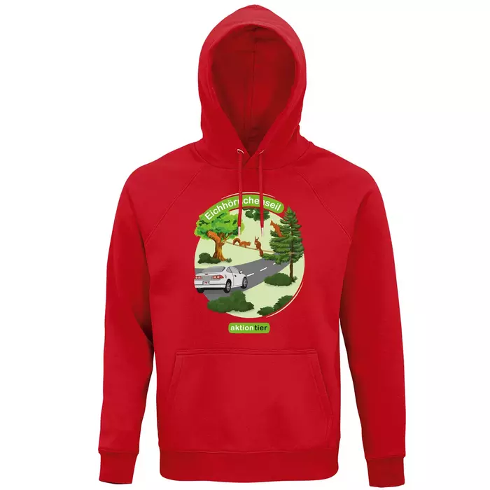 Sweatshirt mit Kapuze – Motiv "Eichhoernchenseil" – Farbe "Rot" (145) Sweatshirt mit Kapuze – Motiv "Eichhoernchenseil" – Farbe "Rot" (145)