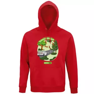 Sweatshirt mit Kapuze – Motiv "Eichhoernchenseil" – Farbe "Rot" (145)
