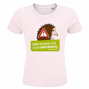 Kinder Rundhals T-Shirt - Motiv Igel "Ich würde für dich bremsen", Farbe: Pale Pink