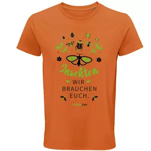 Herren Rundhals T-Shirt – Motiv "Insekten wir brauchen euch" – Farbe "Orange" (400)